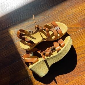 Kork-Ease Caul10 Leather Wedge Sandals Sz 8/39